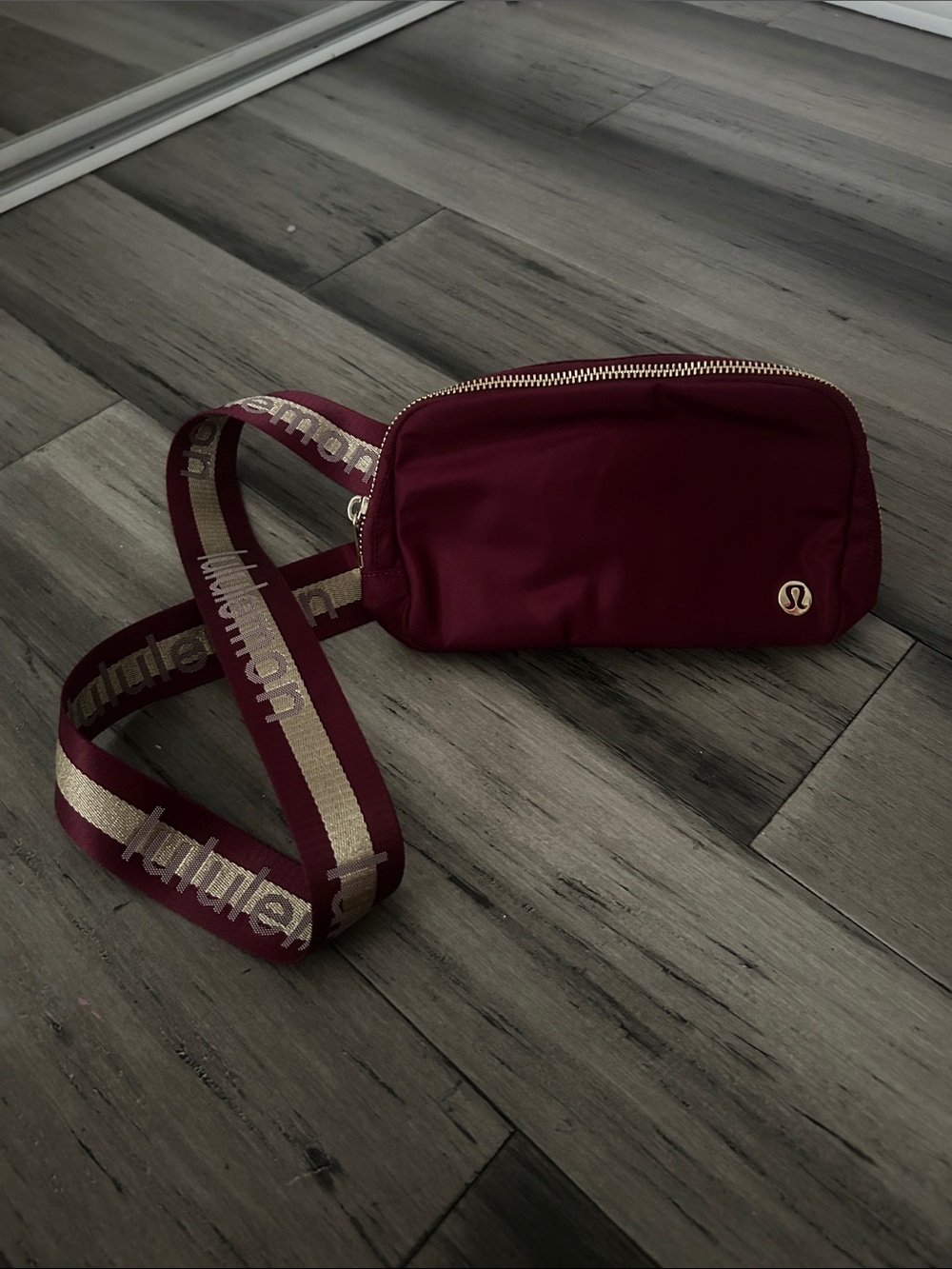 lululemon athletica Burgundy Crossbody Belt Bag with Branded Strap
